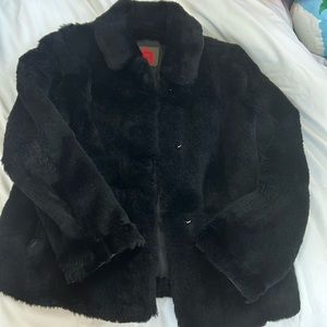 BERNARDO collection black fur coat